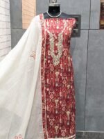 Ajrakh Print Suits with Handwork Neck