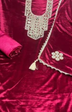 Velvet Mirror Neck with Velvet Dupatta - Image 5